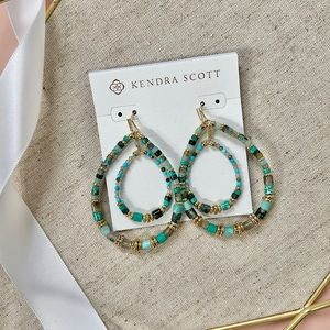 NWT Kendra Scott Bree Gold Open Frame Earrings in Blue Mix